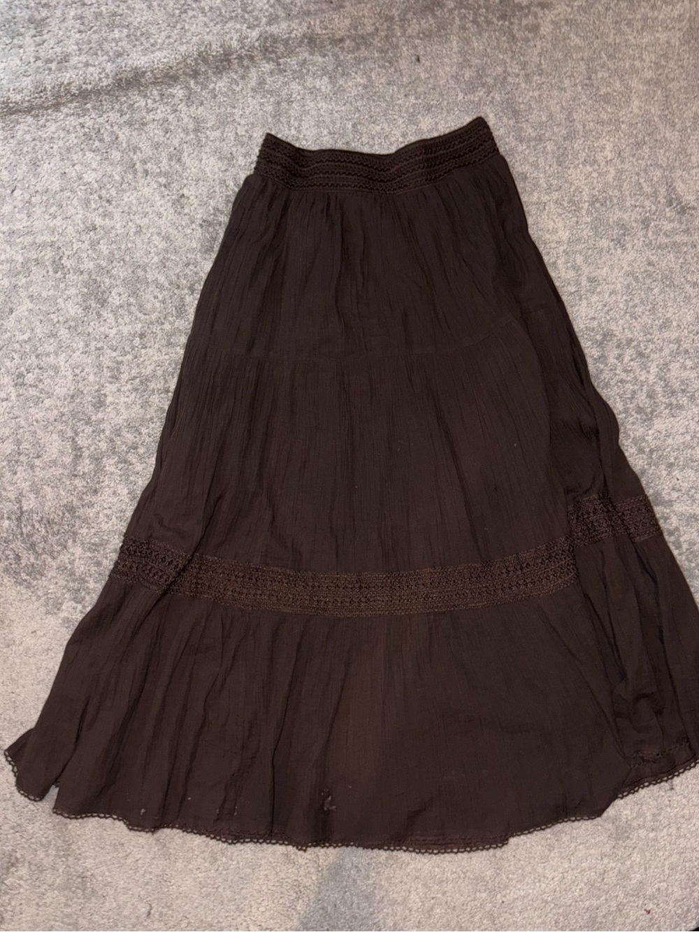Aerie Dark Brown Tiered Maxi Skirt